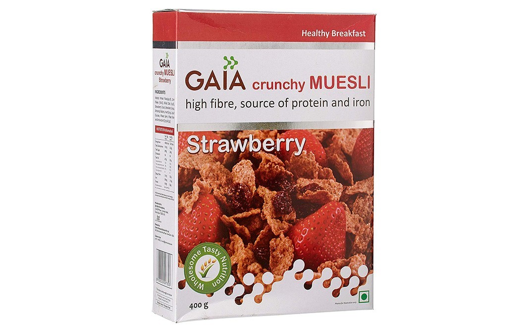 Gaia Crunchy Muesli Strawberry   Box  400 grams
